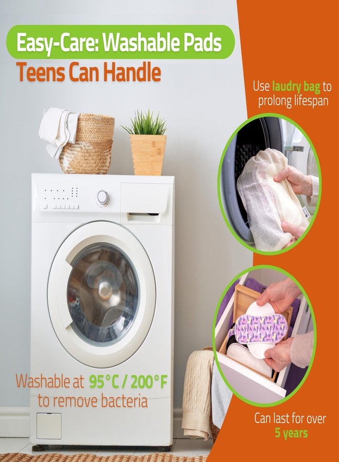 Natissy Non-Slip, Organic Cotton Reusable Menstrual Pads for Teen Girls (6 Pack S+M) - Leak Proof & Odor Free Cloth Period Pads - High-Temp Washable, Breathable & Skin-Safe for First Period Day Confidence - Image 2